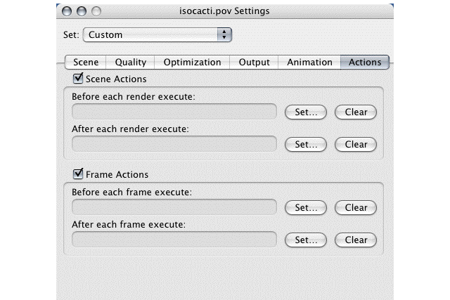 Actions Settings Dialog Pane