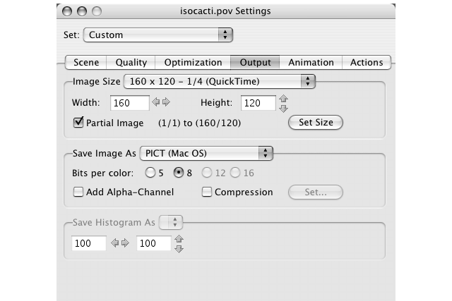 Output Settings Dialog Pane