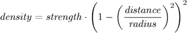 Density of a blob field.